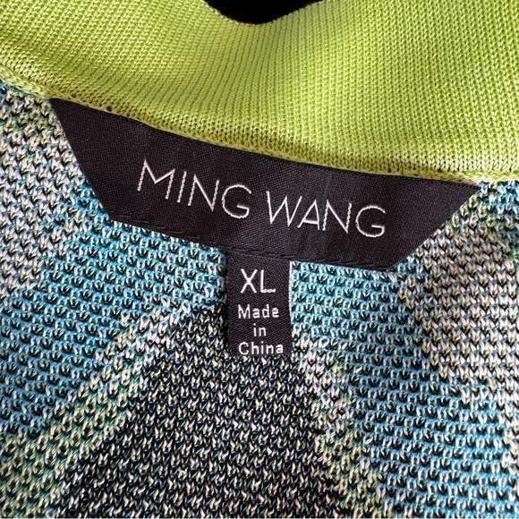 Ming Wang Knit Blazer Blue Green Black White Size XL - Picture 9 of 13